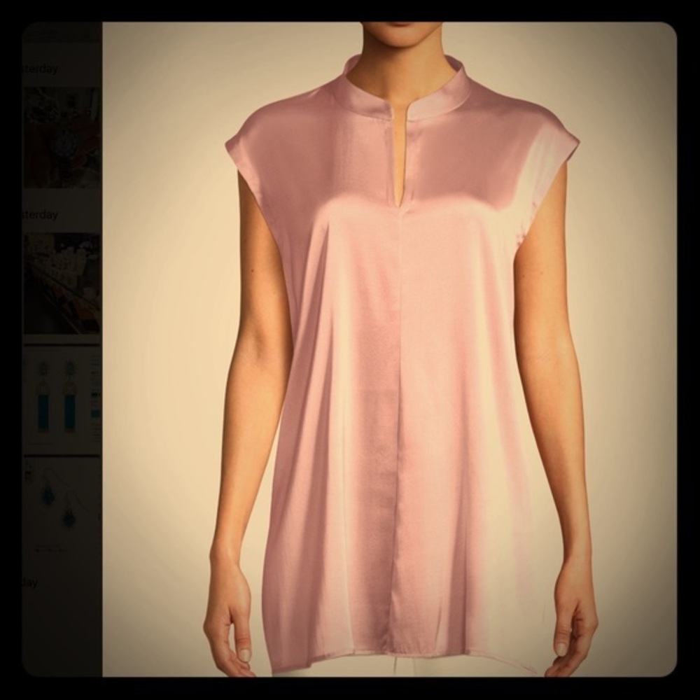 NWT Eileen Fisher Cap-Sleeve Silk Charmeuse top